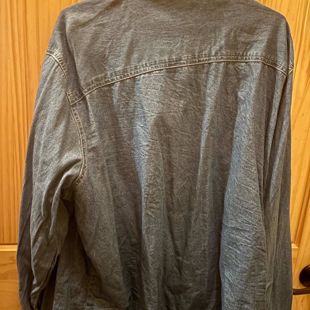 Bobbie Brooks Denim festive long sleeve Shirt w/ golden Embroidery bells 22-24 - Picture 4 of 4